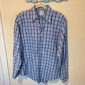 Brooks Brothers Men’s Blue Plaid Casual Button-Down Shirt / Size L / 100% Cotton
